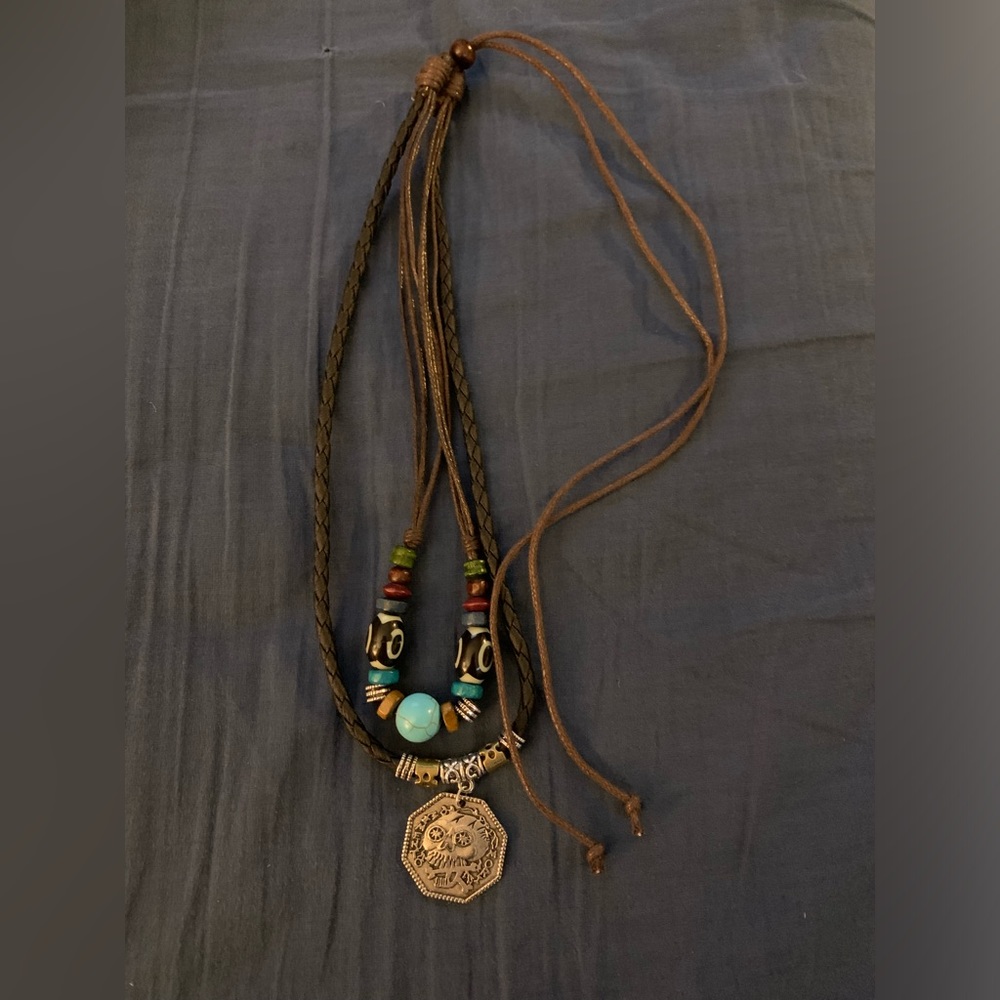 Memento mori beaded necklace